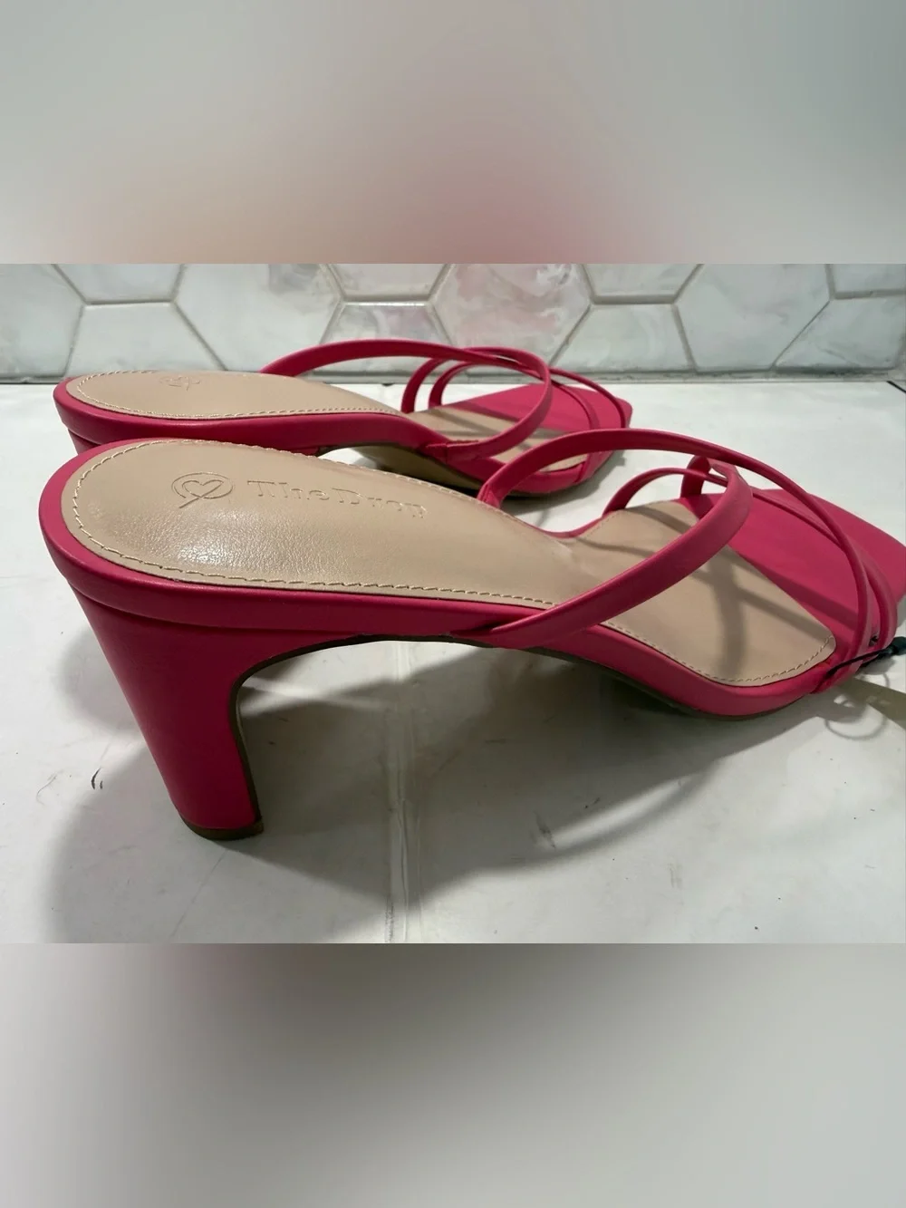The Drop Woman’s Pink Amelie Strappy Square Toe Heeled Sandals Sz 9.5 NEW Summer